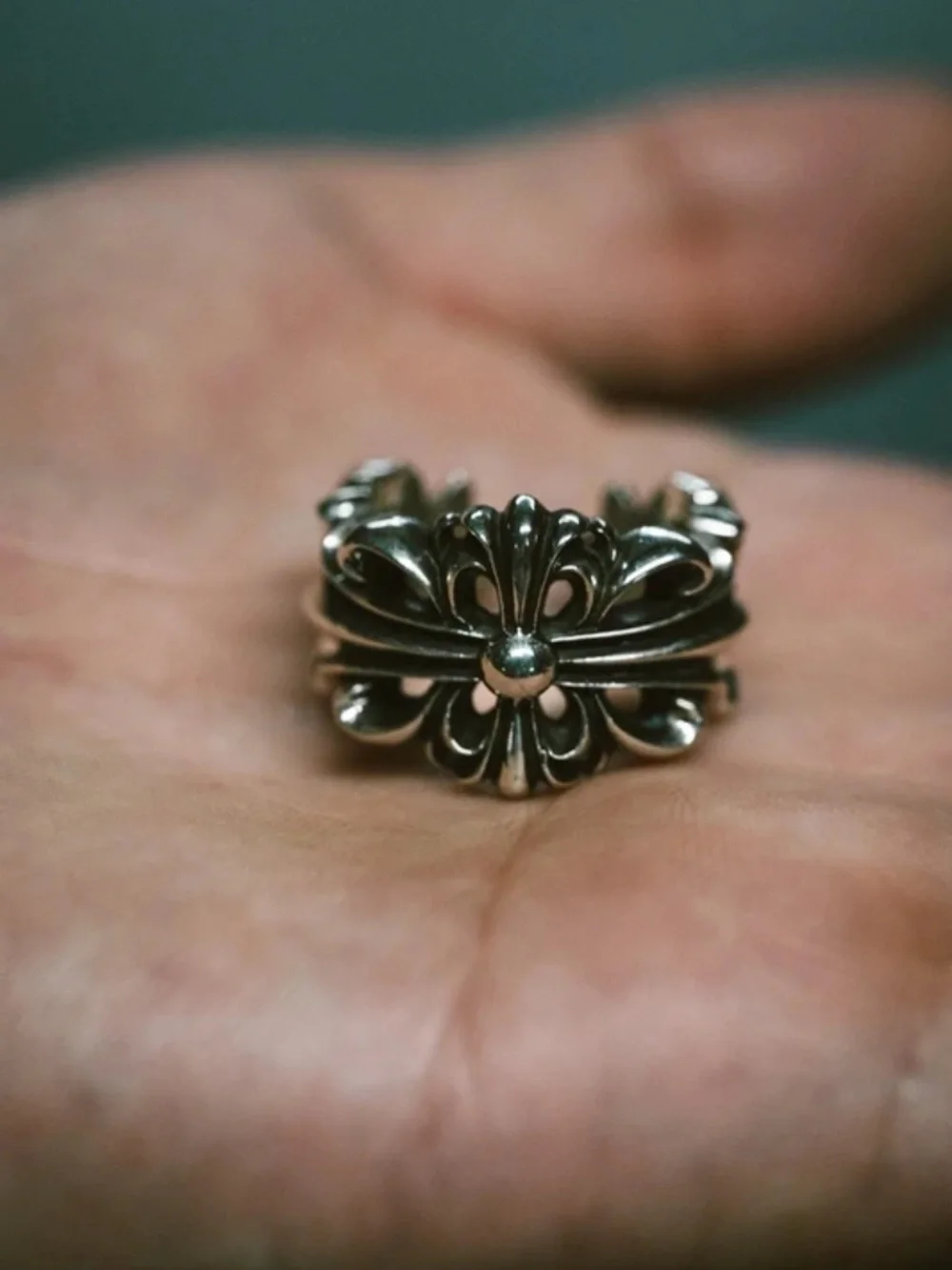 Chrome Heats Double Floral Ring
